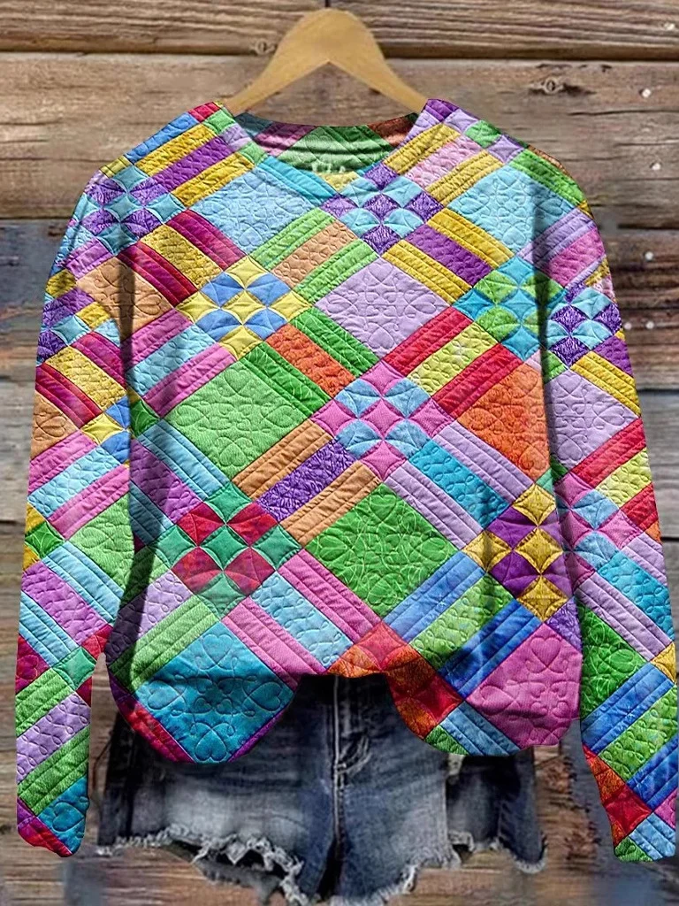 Lässig Rundhals Geometrisch Sweatshirt