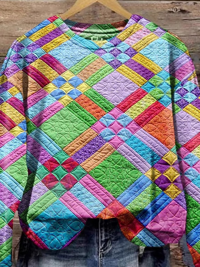 Lässig Rundhals Geometrisch Sweatshirt