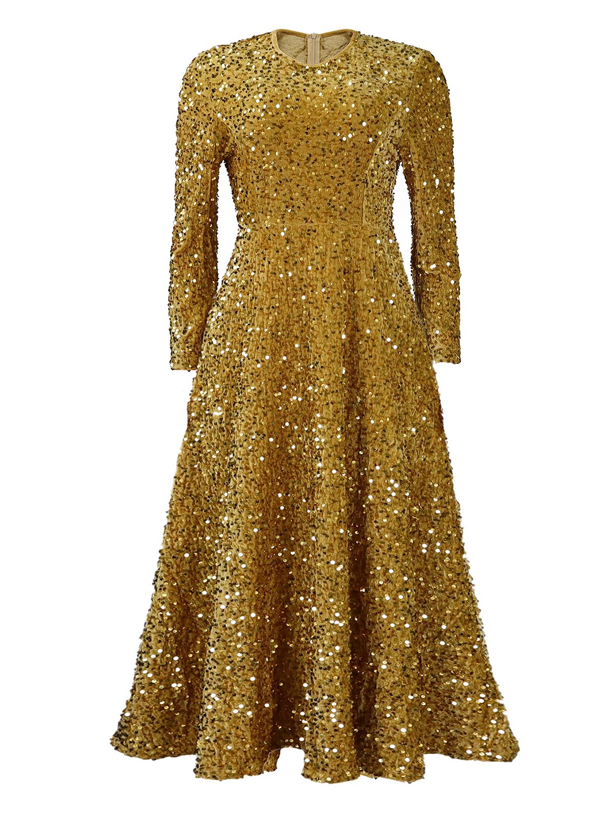 Damen Geometrisch Frühling/Herbst Kleid Rundhals Langarm A-Linien-Kleid