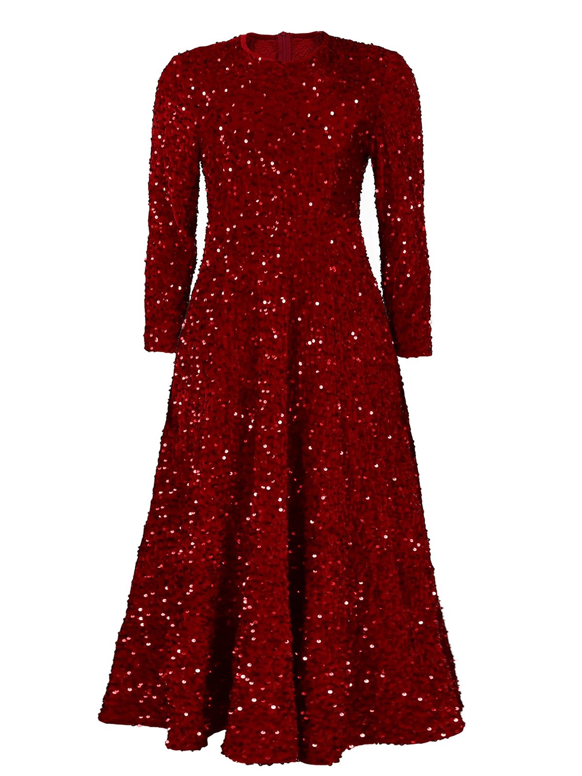 Damen Geometrisch Frühling/Herbst Kleid Rundhals Langarm A-Linien-Kleid