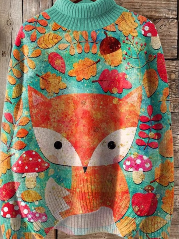 Lässig Rollkragen Tier Sweatshirt