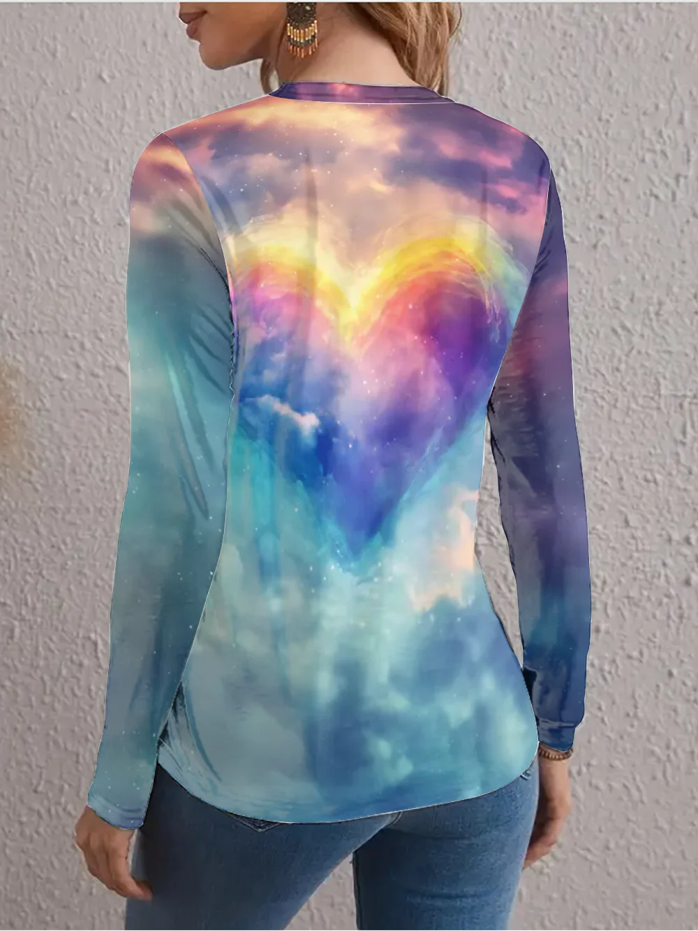 Lässig Herz/Herz Rundhals Langarm T-Shirt