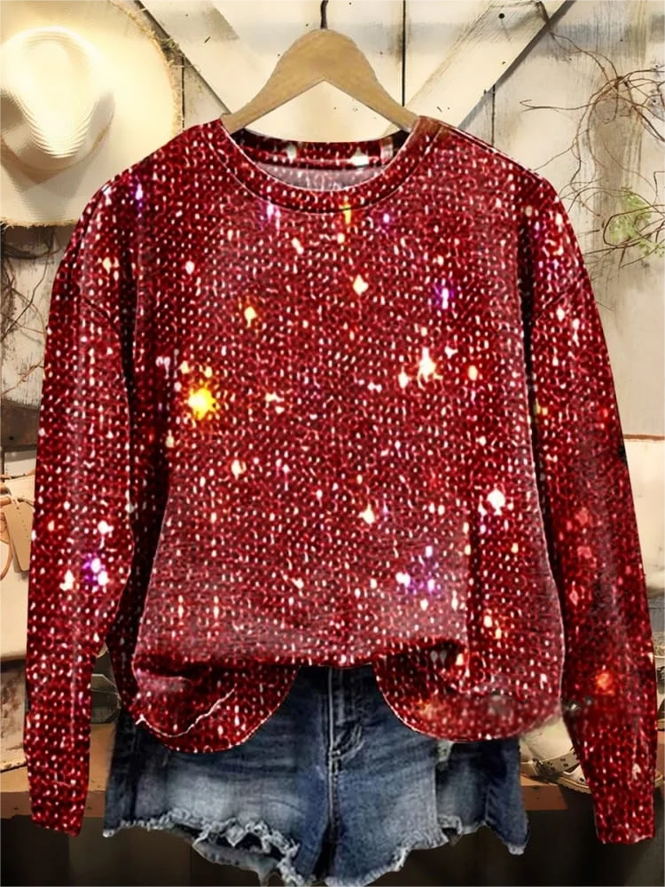 Retro Rundhals Unifarben Sweatshirt