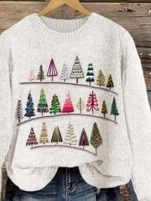 Damen Gestrickt Weihnachten Langarm Bequem Lässig Pullover