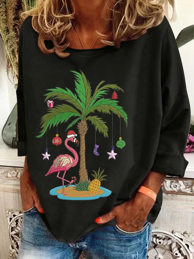 Lässig Rundhals Weihnachten Sweatshirt