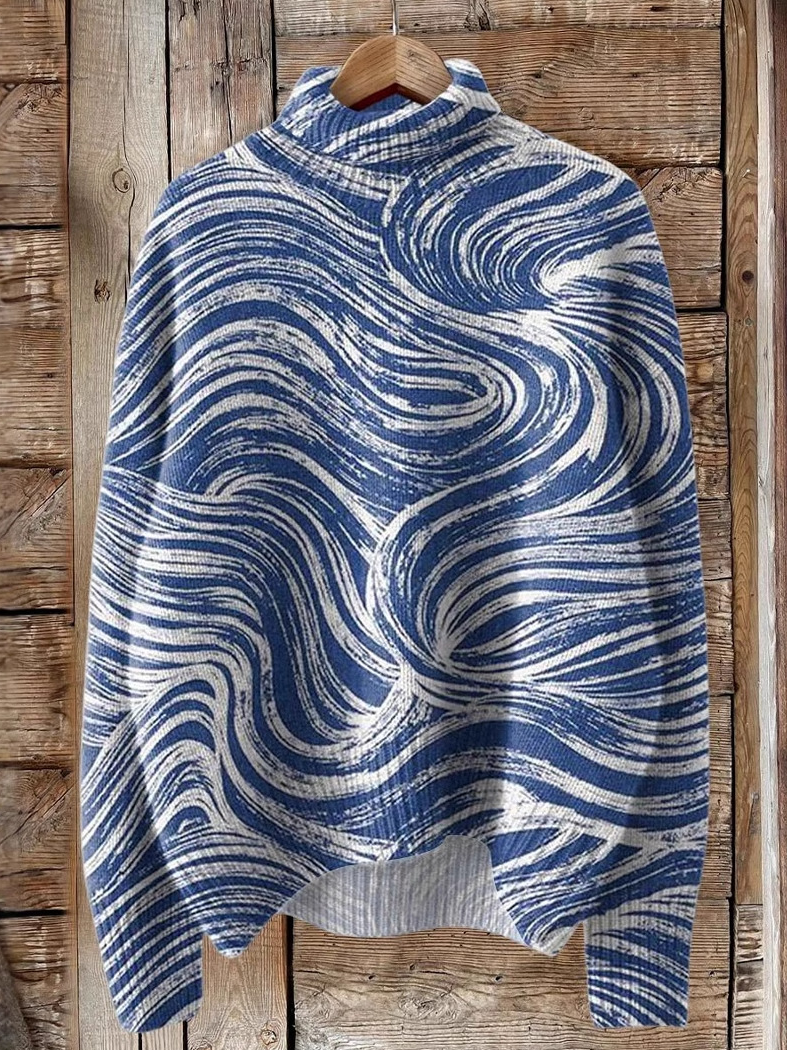 Lässig Rollkragen Geometrisch Sweatshirt