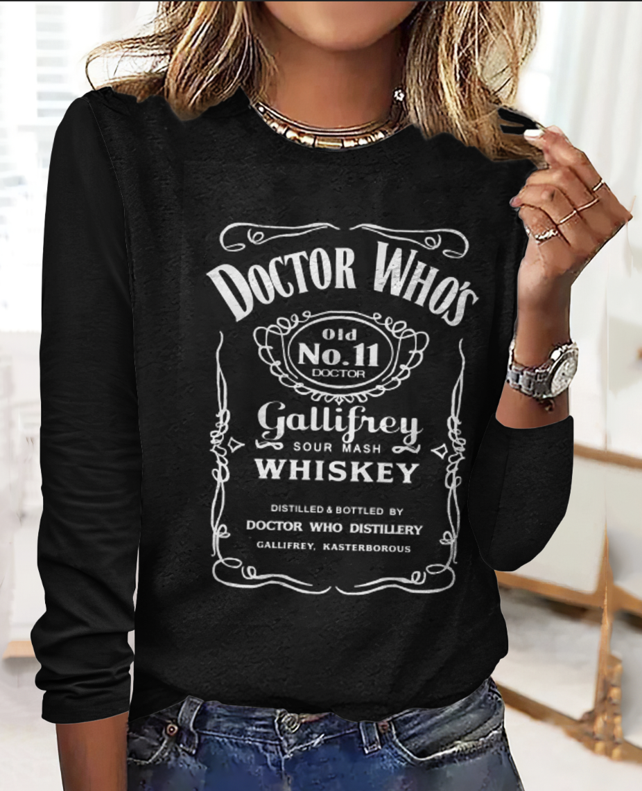 Retro Kariert Rundhals Langarm T-Shirt