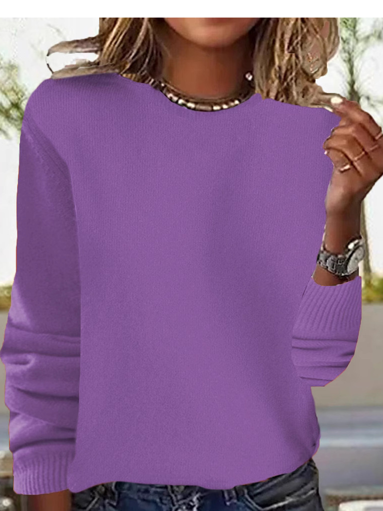 Damen Garn/Wollgarn Unifarben Langarm Bequem Lässig Spitze Pullover