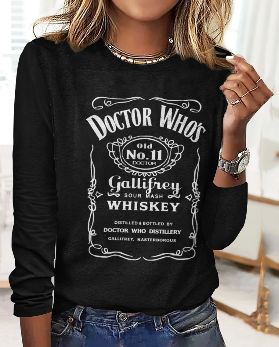 Retro Kariert Rundhals Langarm T-Shirt