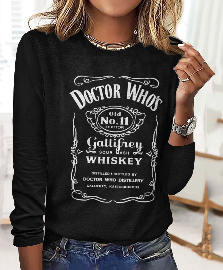 Retro Kariert Rundhals Langarm T-Shirt