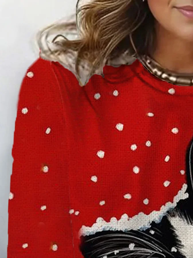 Lässig Weihnachten Rundhals Langarm T-Shirt