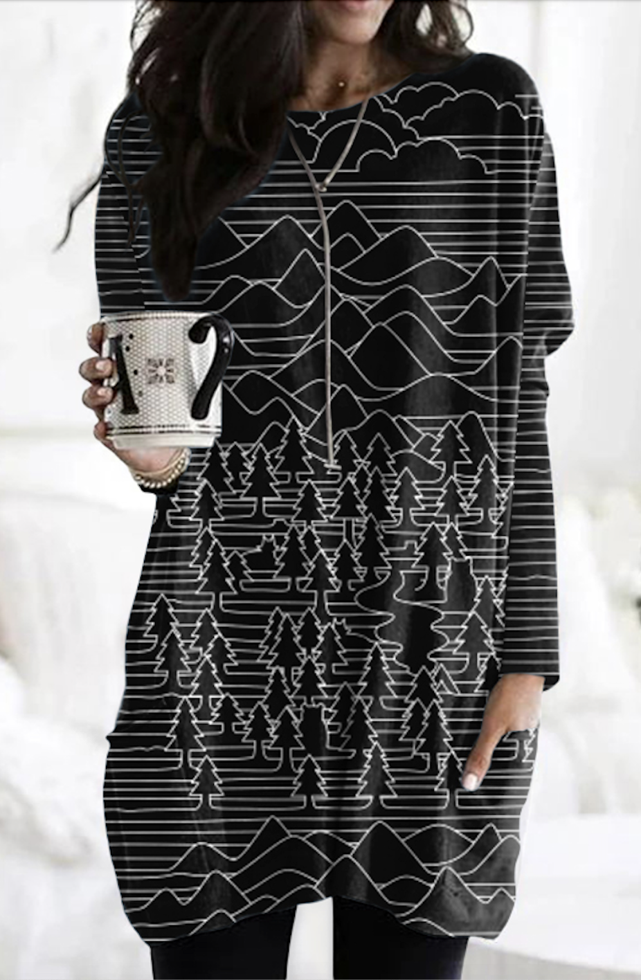 Retro Geometrisch Rundhals Langarm T-Shirt