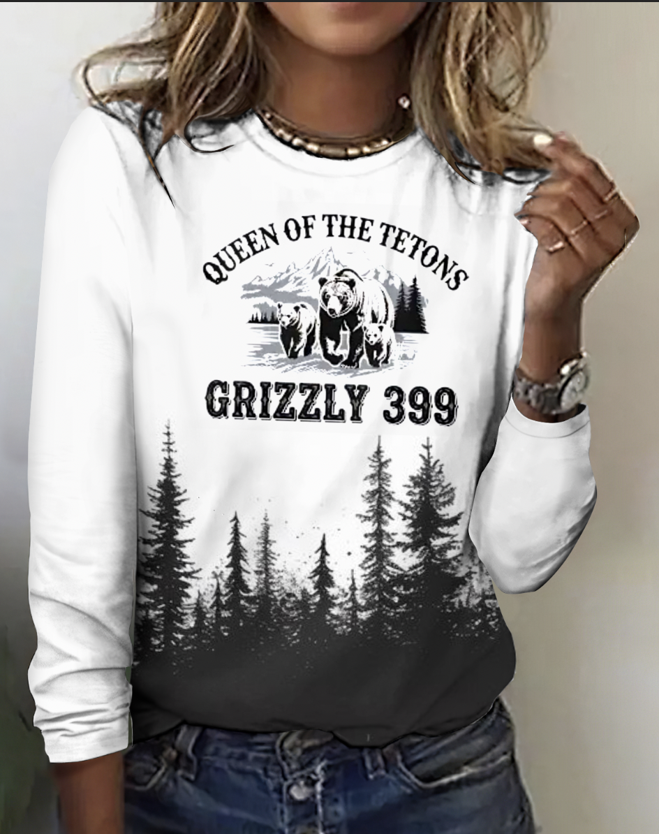 Retro Kariert Rundhals Langarm T-Shirt