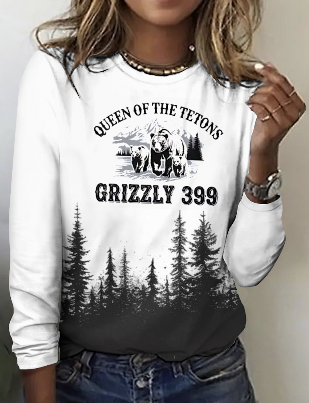 Retro Kariert Rundhals Langarm T-Shirt