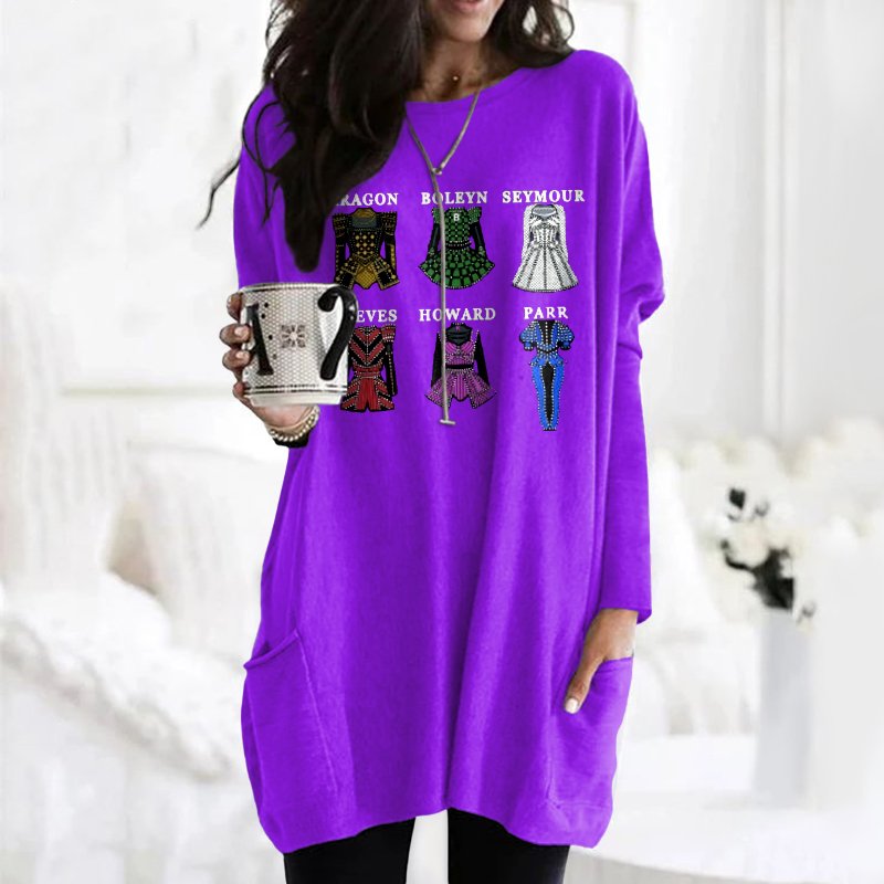 Retro Geometrisch Rundhals Langarm T-Shirt