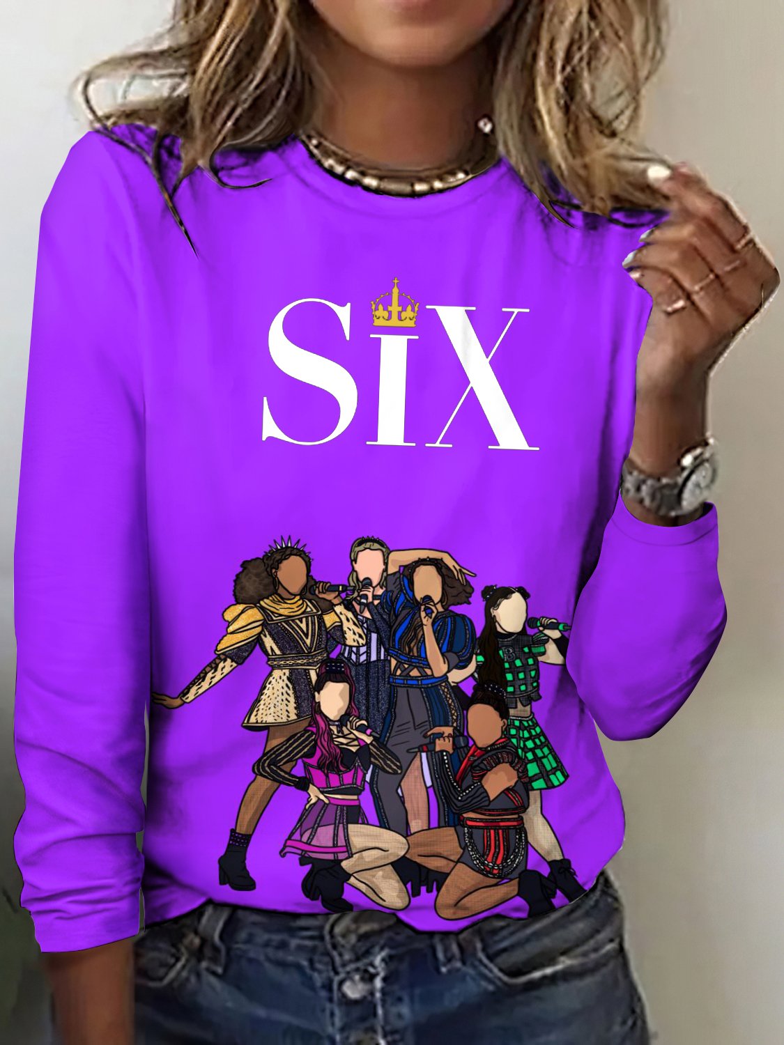 Retro Kariert Rundhals Langarm T-Shirt