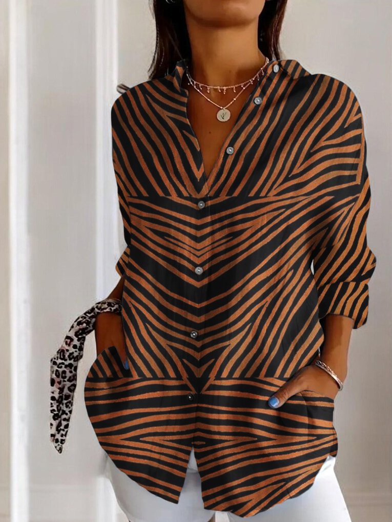 Hemdkragen Ärmellos Geometrisch Regelmäßig Mikroelastizität Regelmäßige Passform Bluse für Damen