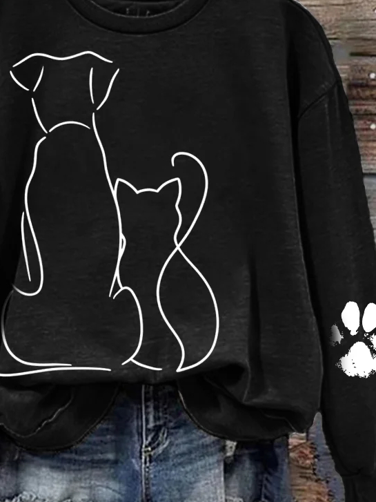 Retro Rundhals Hund Sweatshirt