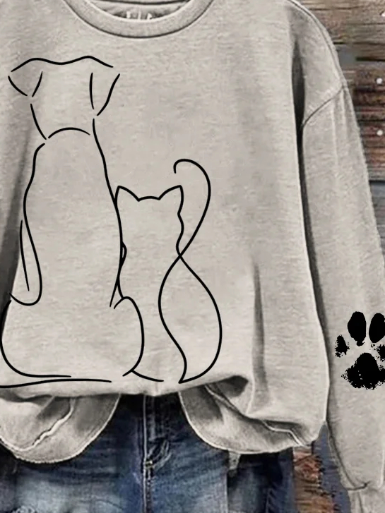 Retro Rundhals Hund Sweatshirt