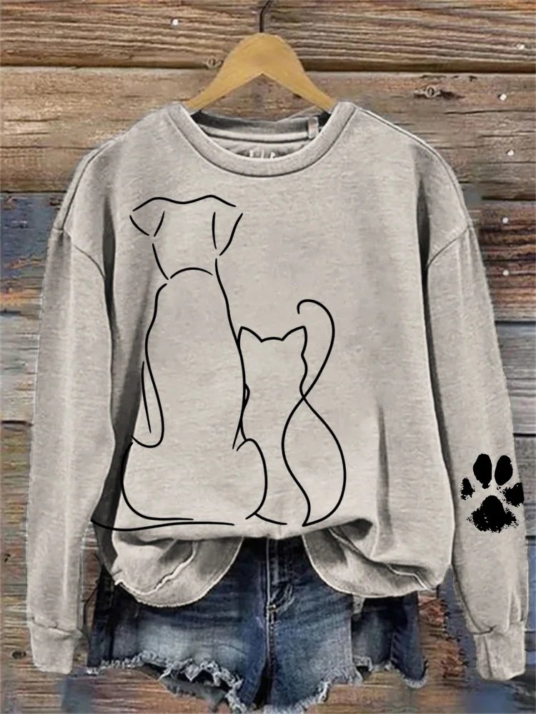 Retro Rundhals Hund Sweatshirt