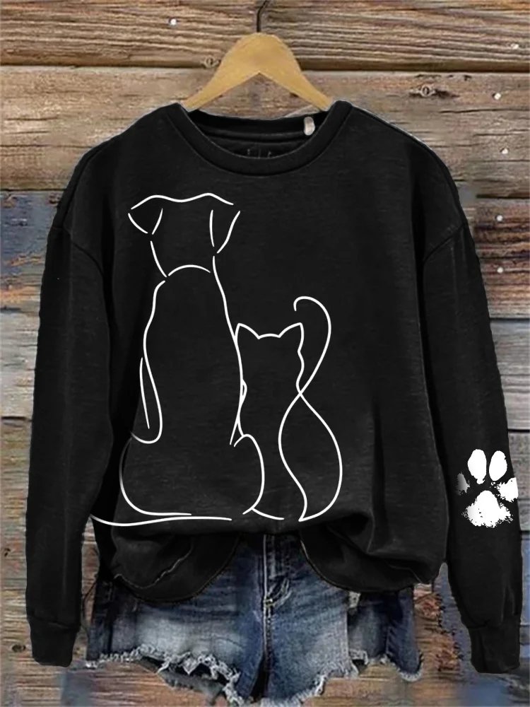 Retro Rundhals Hund Sweatshirt