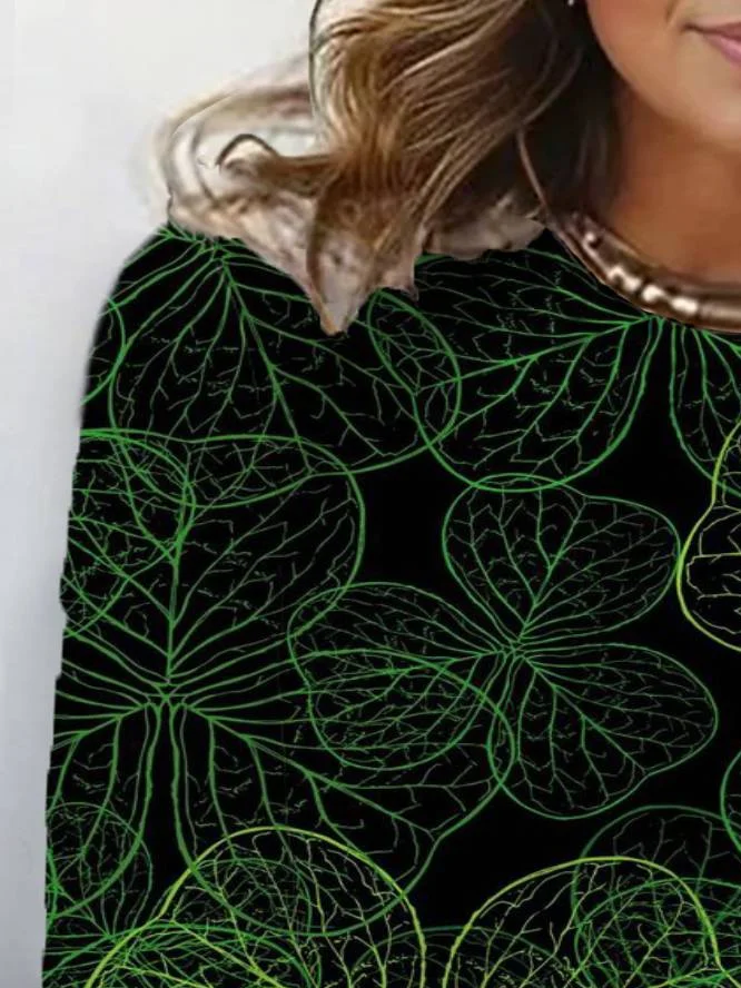 Lässig Abstrakt Rundhals Langarm T-Shirt