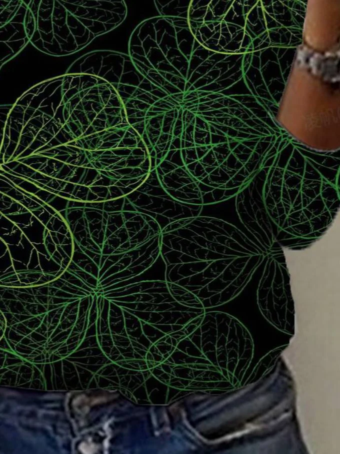 Lässig Abstrakt Rundhals Langarm T-Shirt