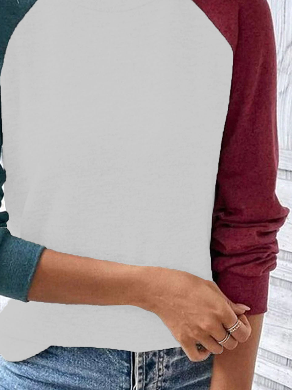 Lässig Rundhals Farbblock Sweatshirt