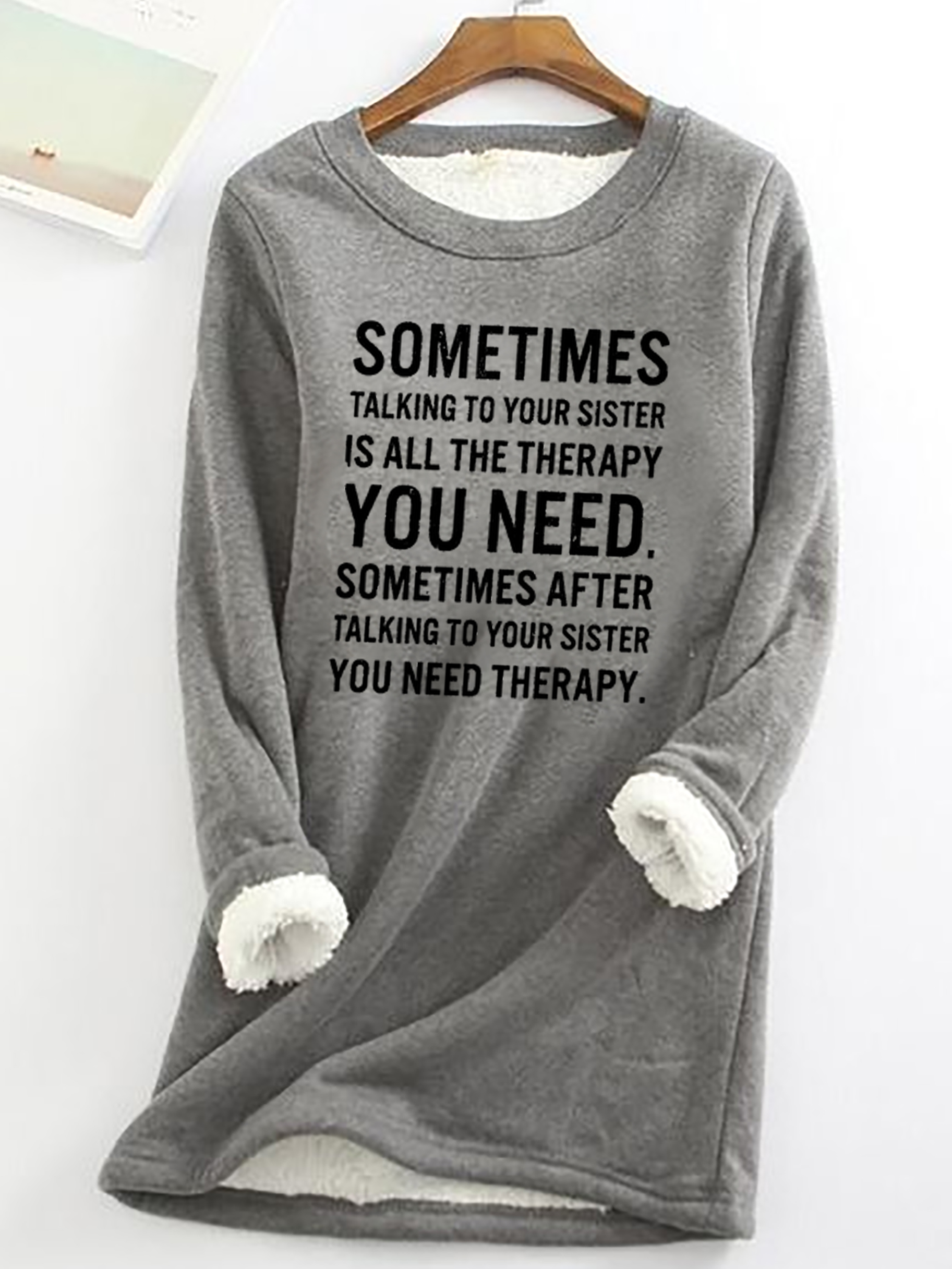 Lässig Rundhals Textbriefe Sweatshirt