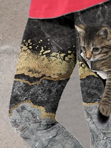 Lässig Katze Lang Leggings