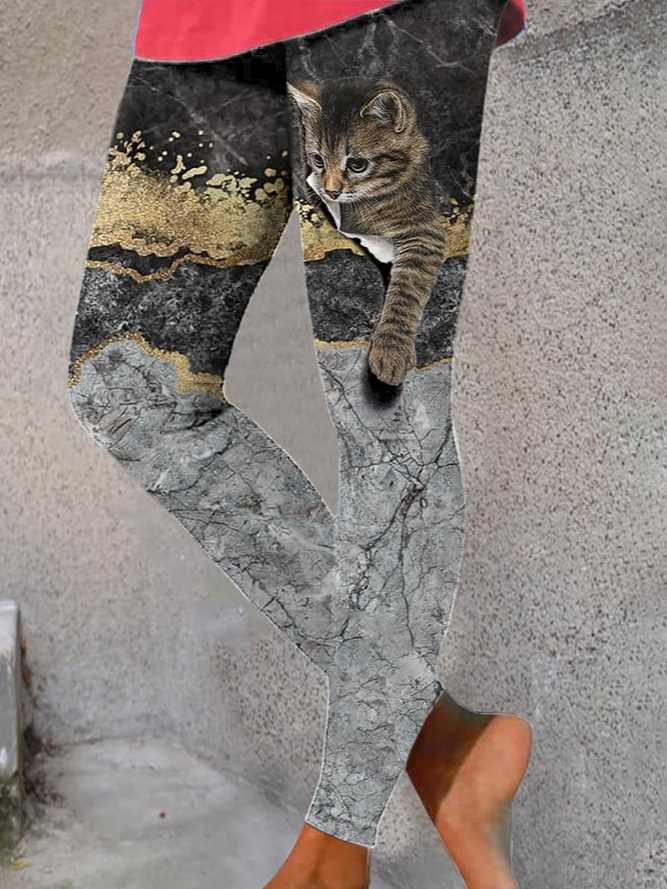 Lässig Katze Lang Leggings