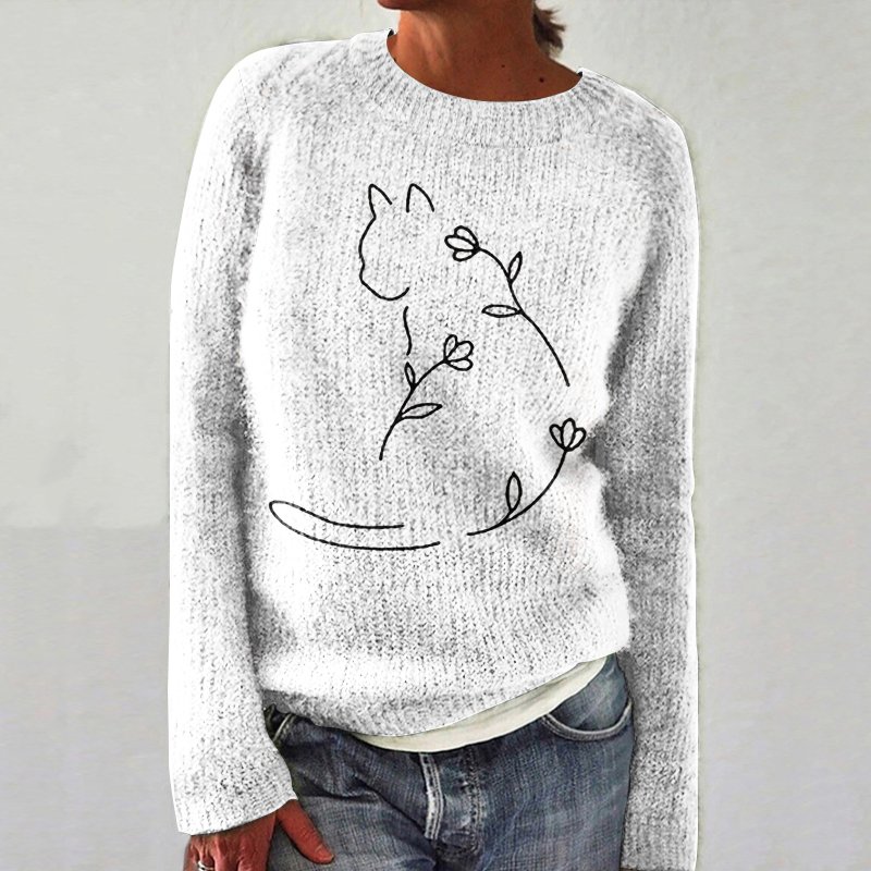 Damen Wolle/Stricken Tier Langarm Bequem Lässig Pullover