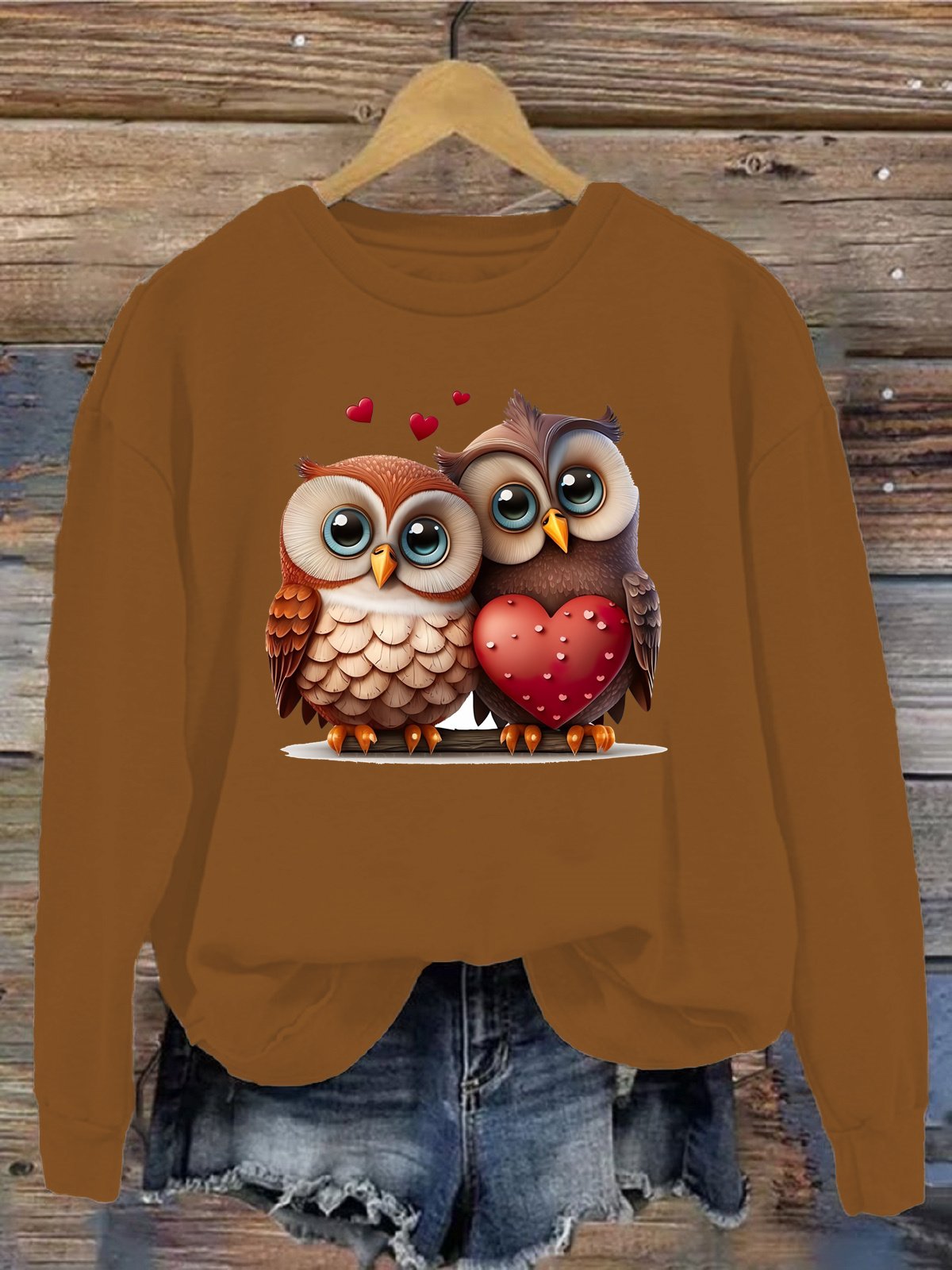 Lässig Rundhals Vogel Sweatshirt