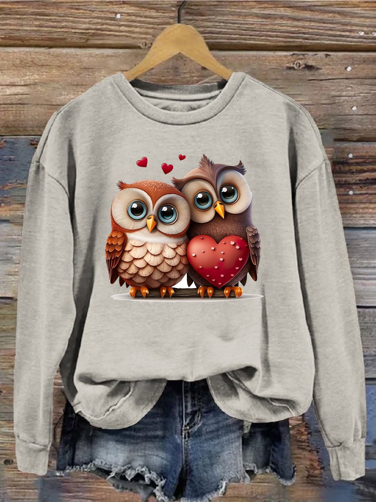 Lässig Rundhals Vogel Sweatshirt