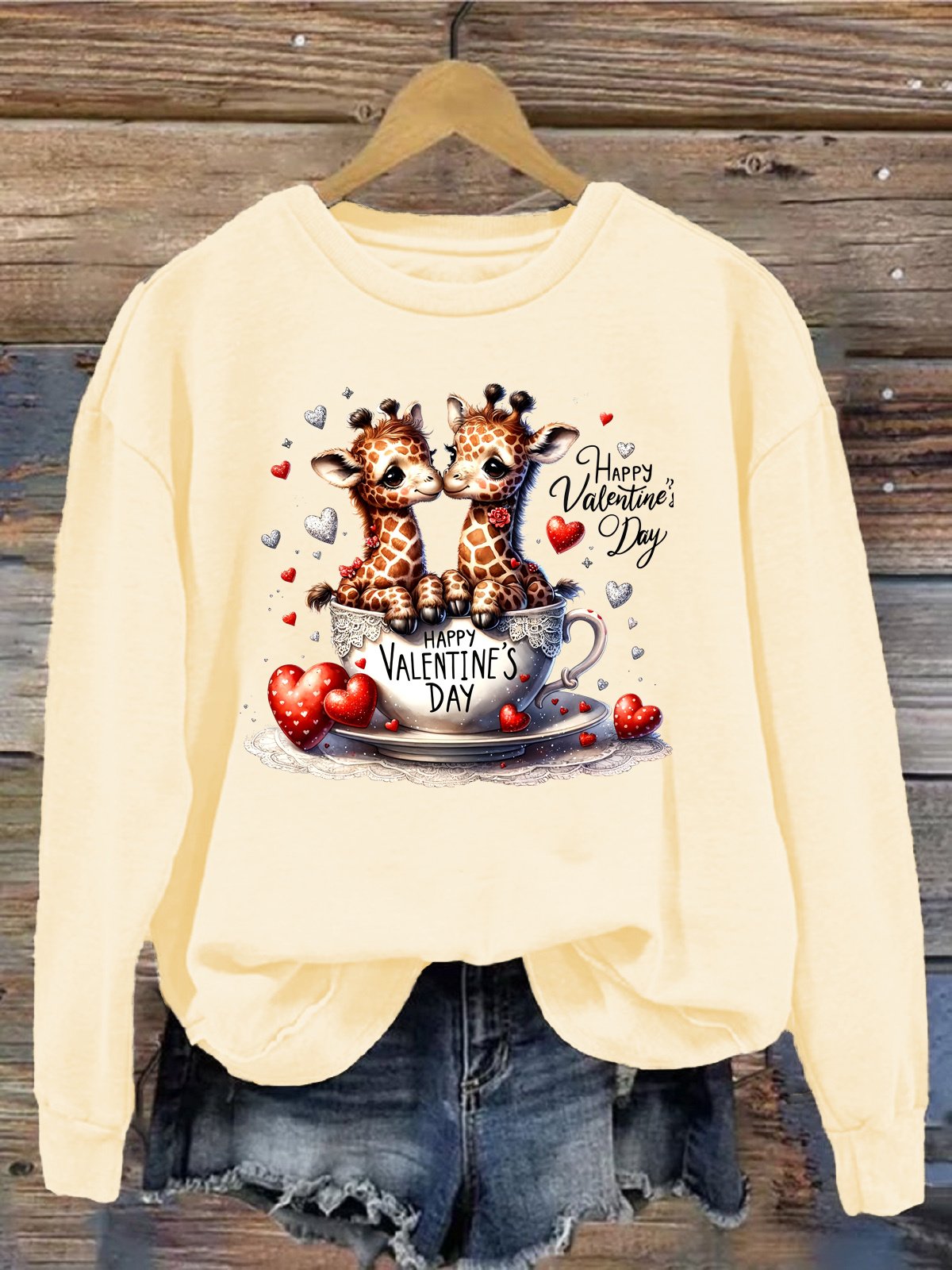 Lässig Rundhals Hirsch Sweatshirt