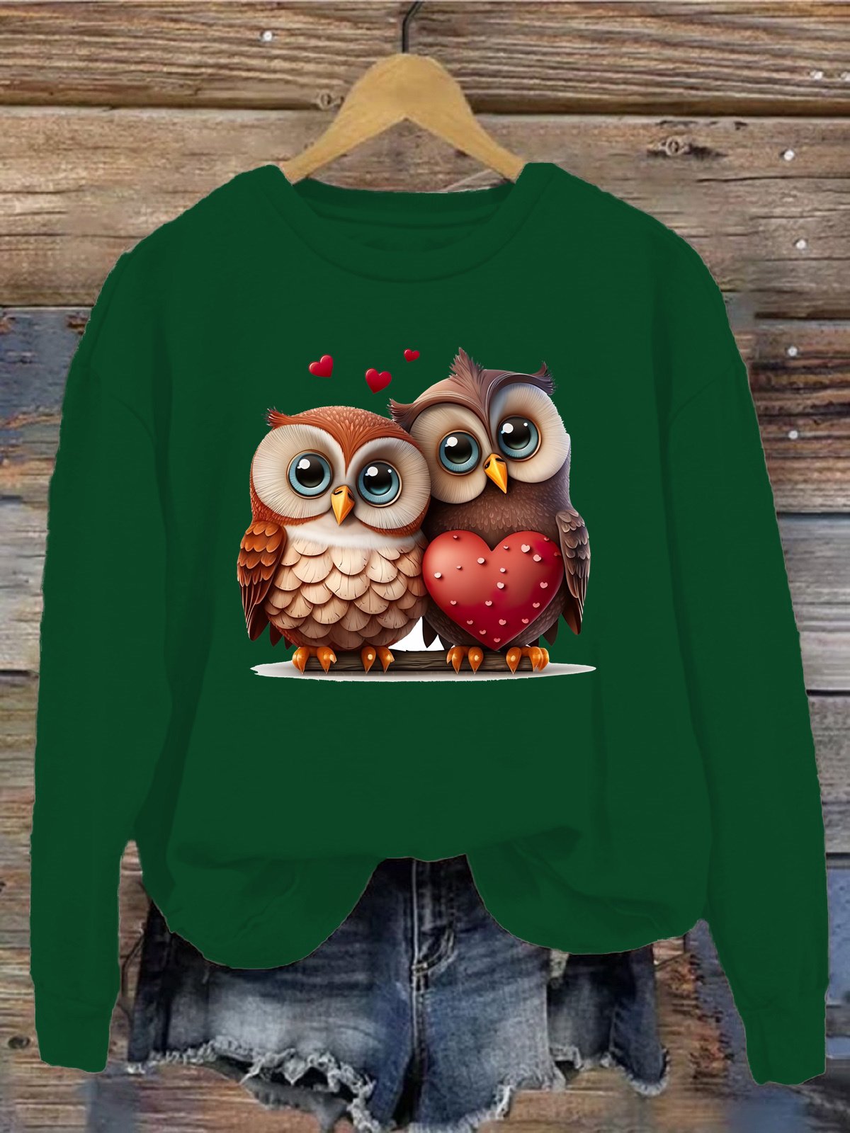 Lässig Rundhals Vogel Sweatshirt