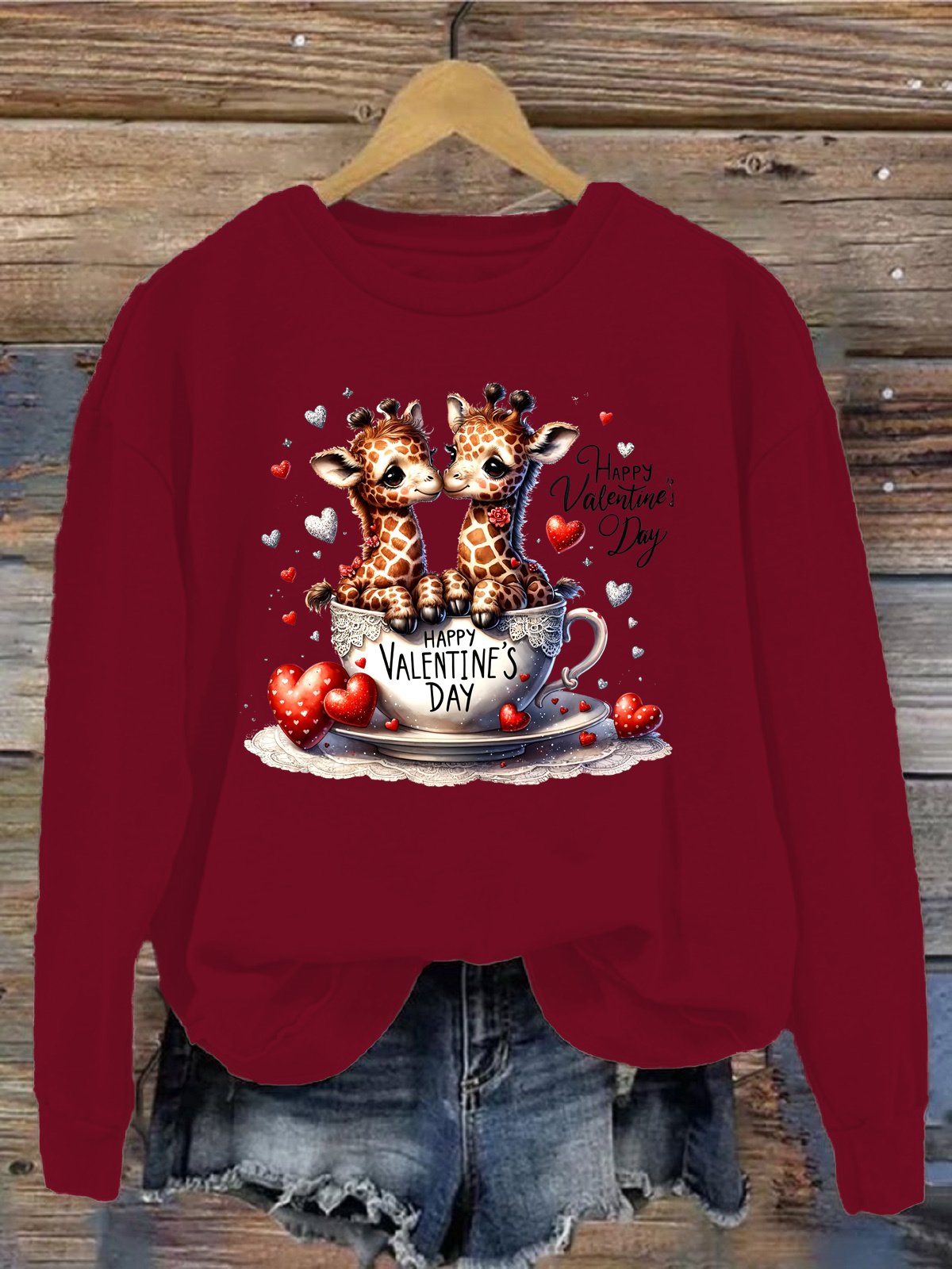 Lässig Rundhals Hirsch Sweatshirt