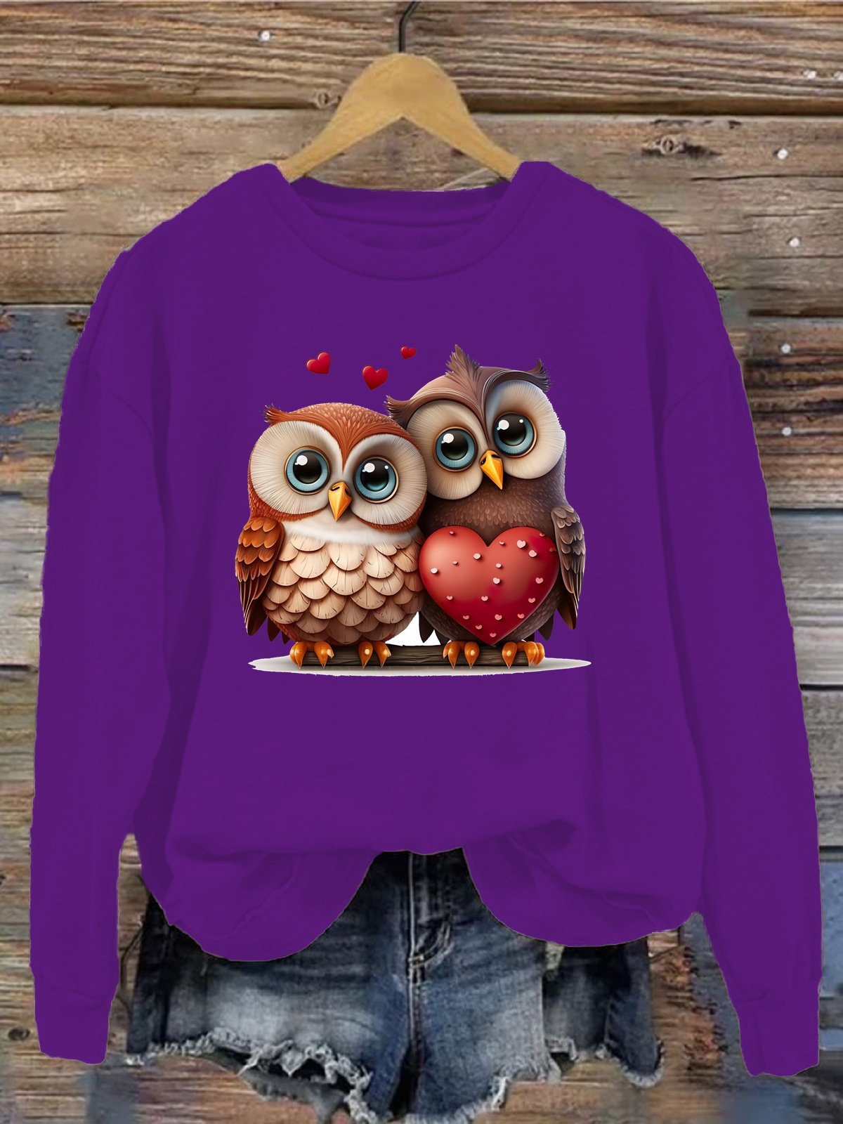 Lässig Rundhals Vogel Sweatshirt