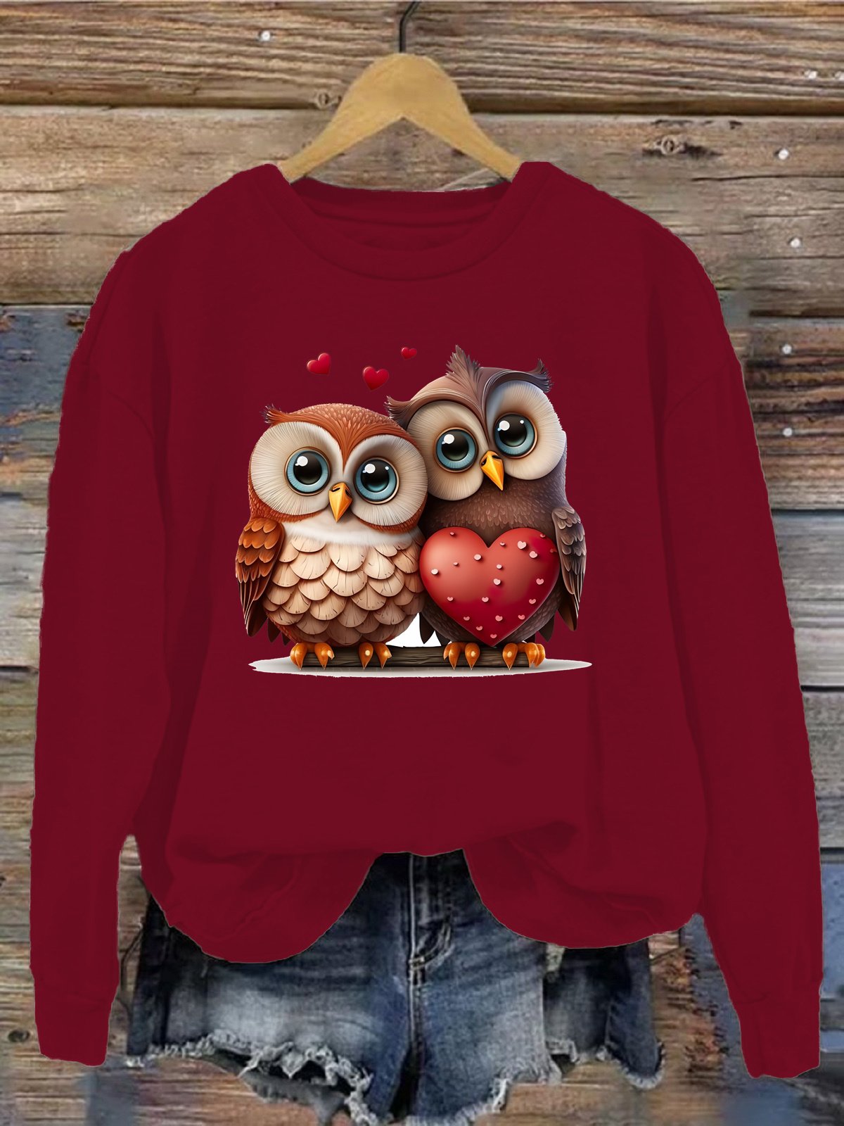 Lässig Rundhals Vogel Sweatshirt