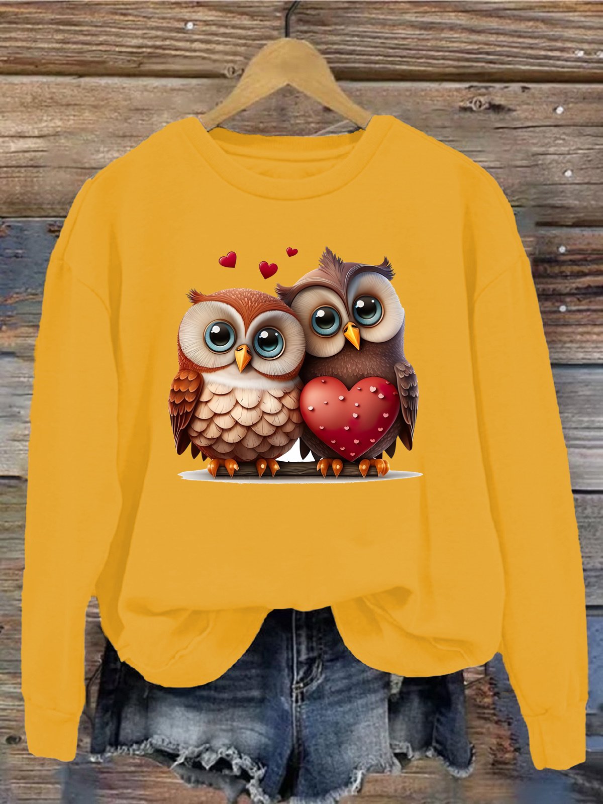 Lässig Rundhals Vogel Sweatshirt