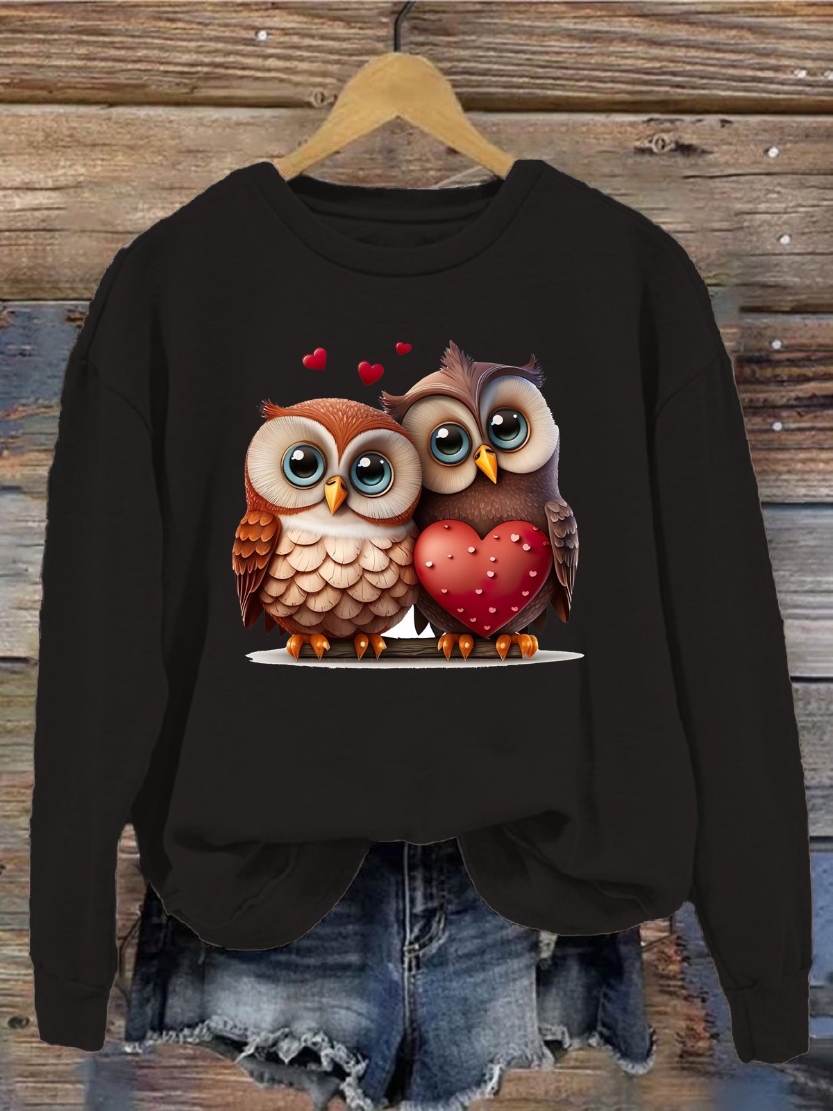 Lässig Rundhals Vogel Sweatshirt