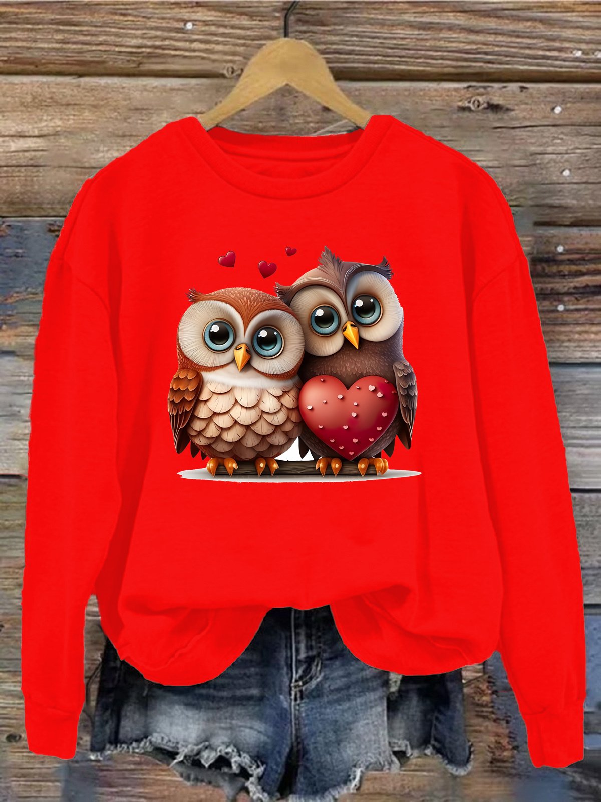Lässig Rundhals Vogel Sweatshirt