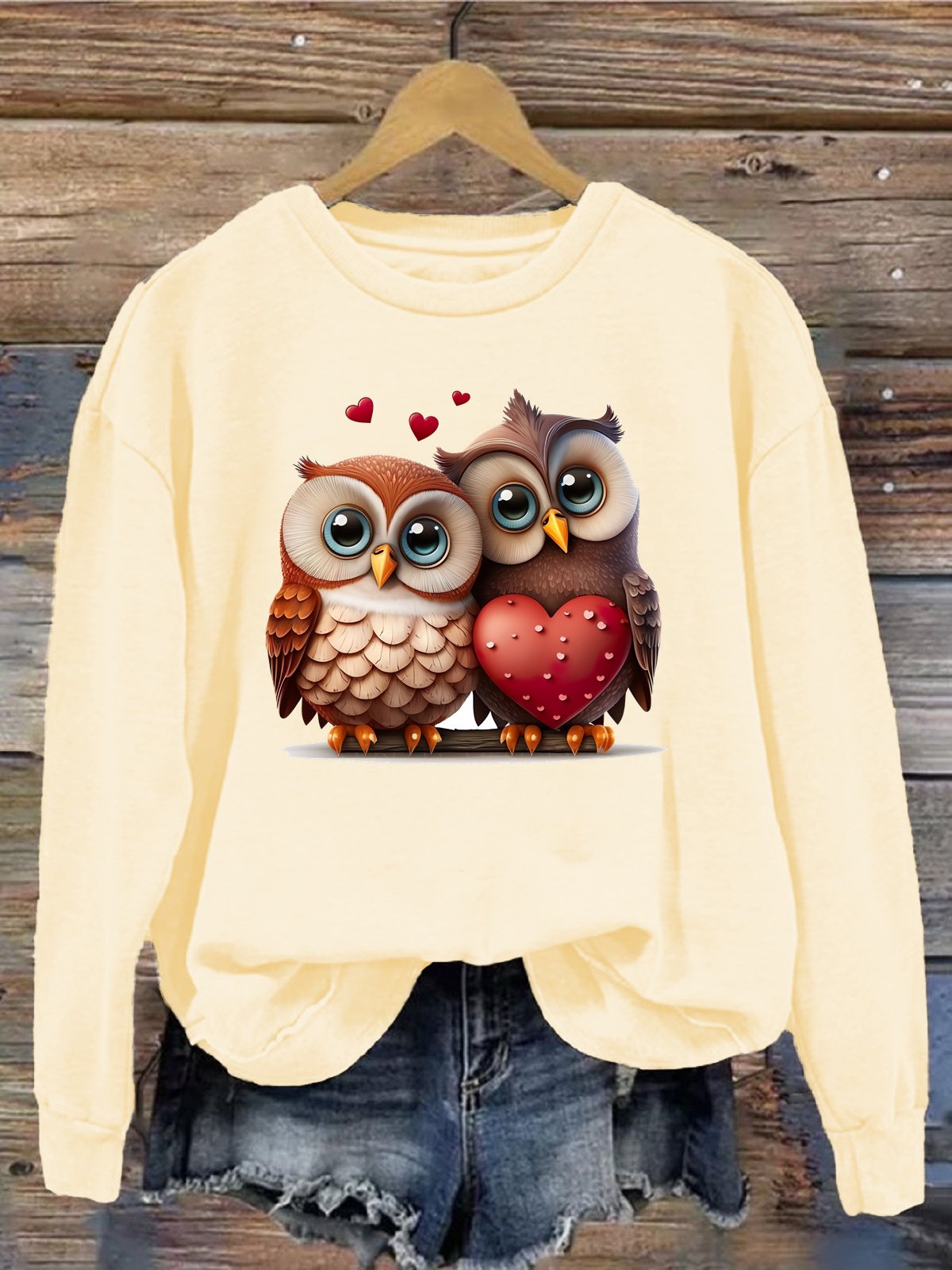 Lässig Rundhals Vogel Sweatshirt