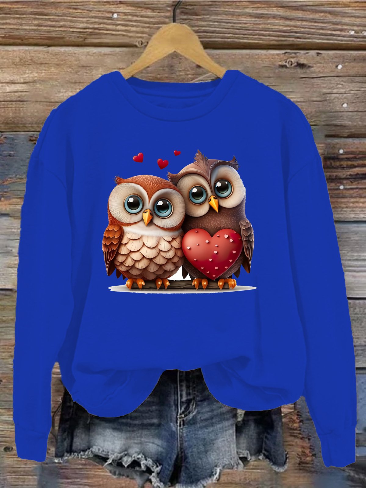 Lässig Rundhals Vogel Sweatshirt