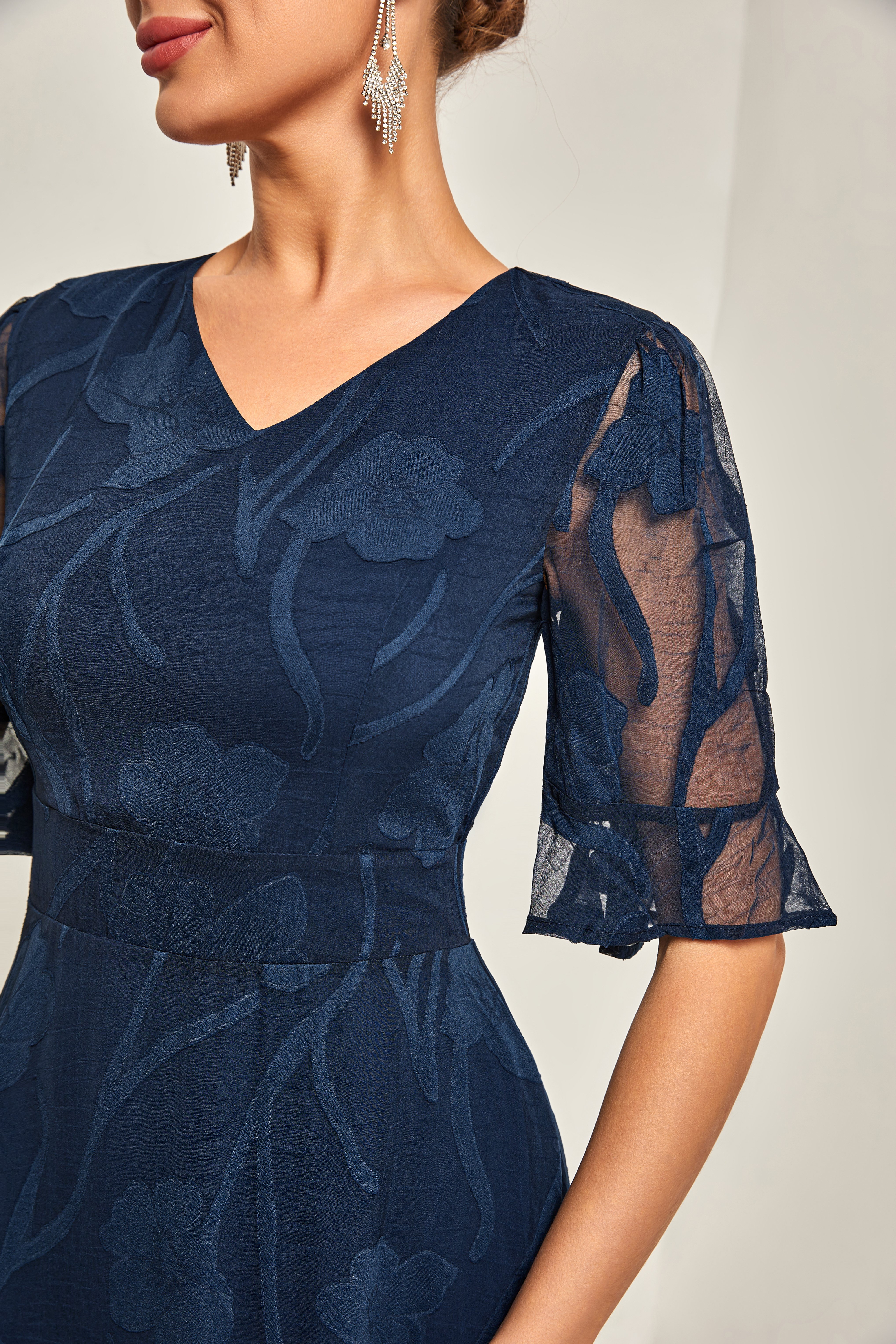 Damen Unifarben V-Ausschnitt Kurzarm Bequem Lässig Maxikleid