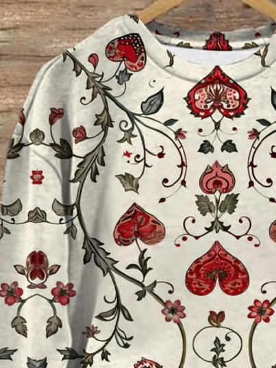 Lässig Rundhals Herz/Herz Sweatshirt Print