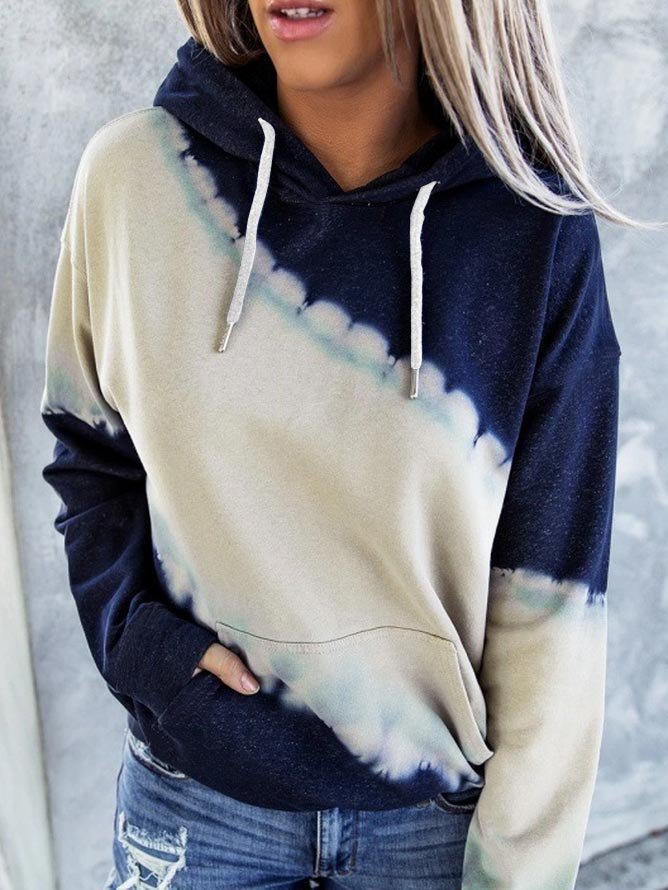 Lässig Kapuze Farbblock Sweatshirt Reißverschluss