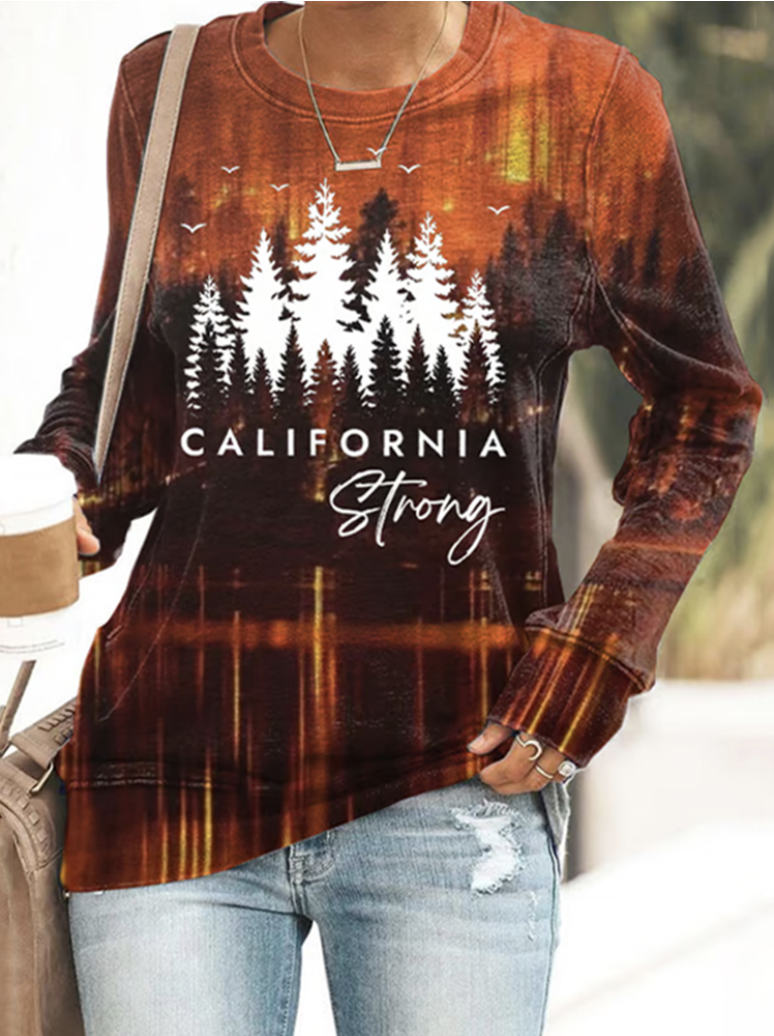 Retro Rundhals Landschaft Sweatshirt