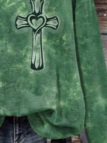Lässig Rundhals Batik Sweatshirt Print