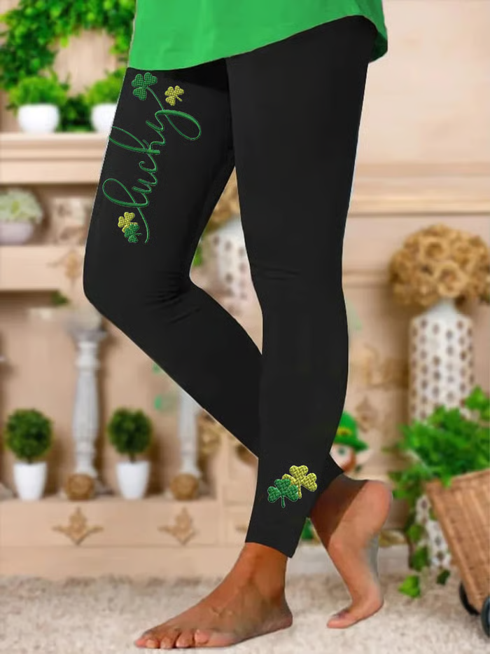 Lässig Textbriefe Print Lang Leggings